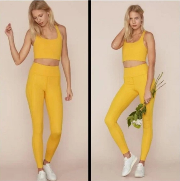 girlfriend collective Pants - Girlfriend Collective Legging High Waist Yellow Marigold Gold size Medium